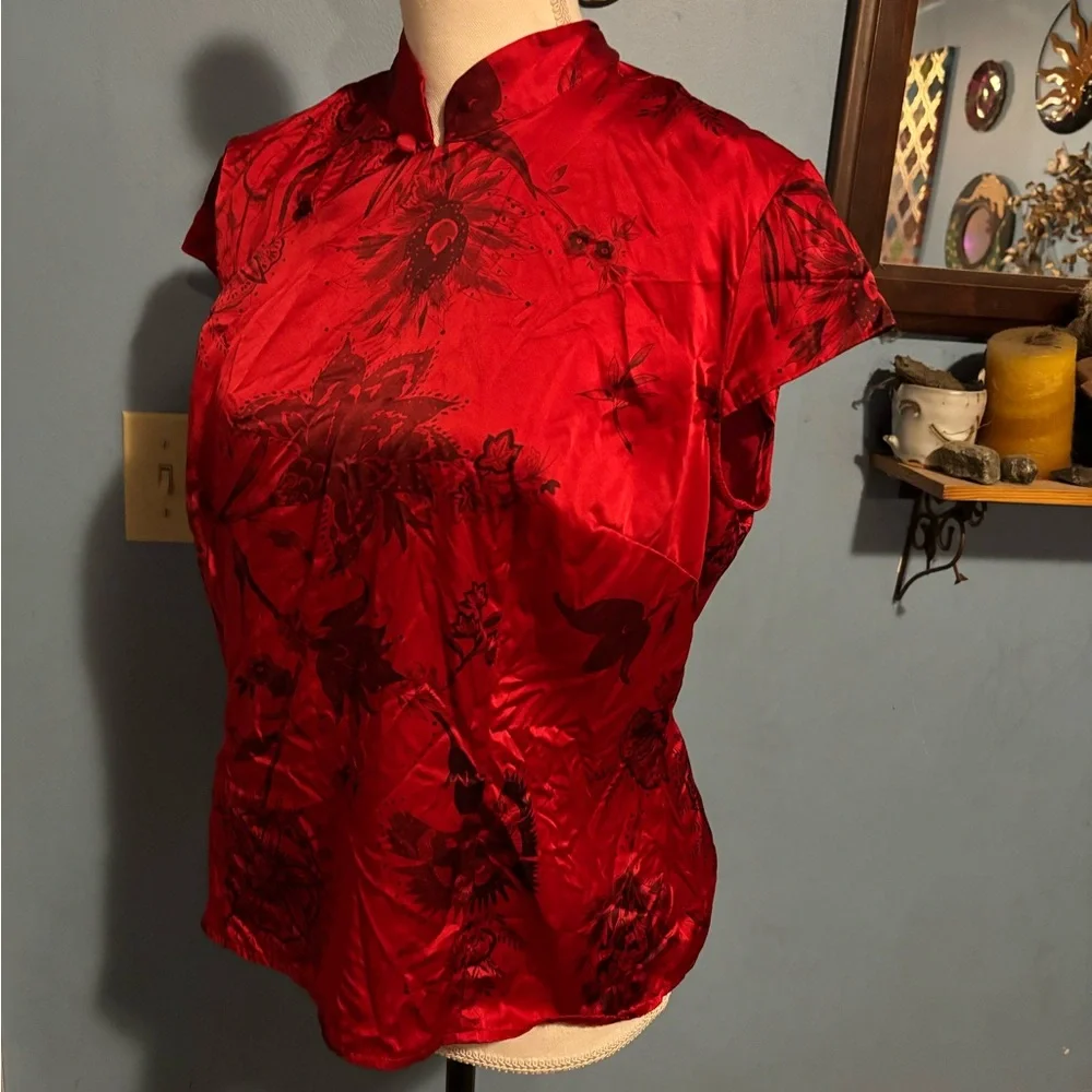 Vintage Y2K, 100% Silk, Worthington, Asian Top - Picture 4 of 7
